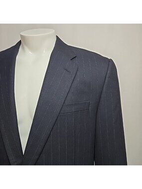 Hickey Freeman Blazer Mens Size 44R Loro Piana Tasmanian 130s Black Pinstripe